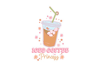 Iced Coffee Princess - Kawaii Iced Coffee Princess Aesthetic Pink Design