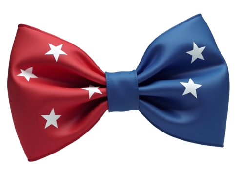 Red and blue bow tie with white stars, stylish accessory for festive occasions