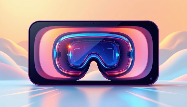 illustration of vr product demo, minimalist background, soft pastel palette, clean lines, dynamic composition, airy spacing.