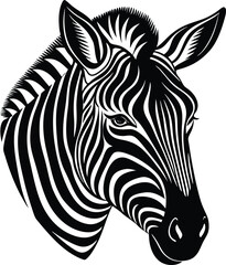 Black and White Zebra Head Vector Illustration