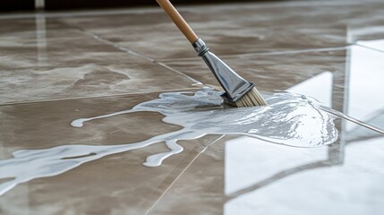 Cleaning spilled liquid on tiled floor