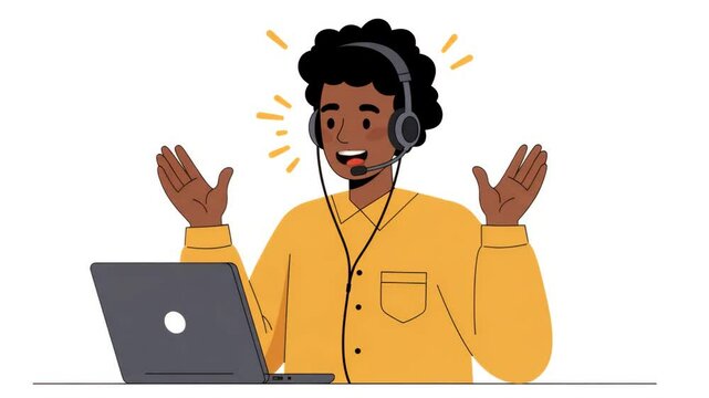 Confused customer service representative illustration