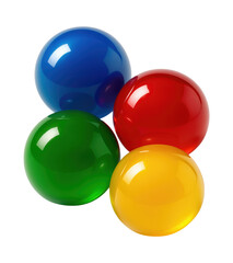 Colorful Glossy Candies in Vibrant Blue, Red, Green, and Yellow Arrangement, Symbolizing Sweet Treats and Cheerful Indulgence, Isolated on Transparent and White Background