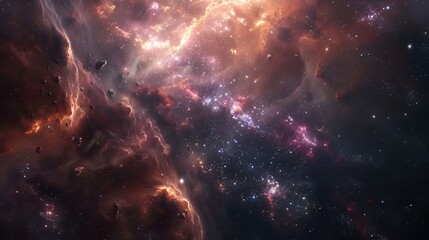 Fototapeta premium A deep space scene with dark matter influencing the movement of stars and nebulae.