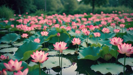 Fototapeta premium The Pink Flowers Lotus in the Pond.