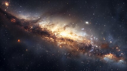 A galactic core with dark matter influencing the distribution and movement of interstellar dust.