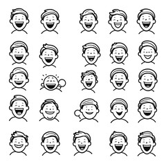 笑顔の少年アイコンセット｜Smiling Boy Face Icon Set