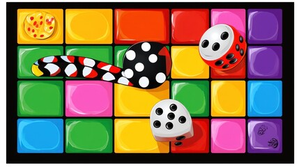 Colorful game board with dice