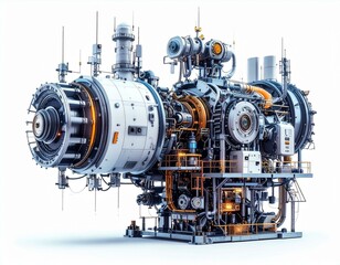 Obraz premium Futuristic Industrial Turbine Engine Powerful Technology Machine Design