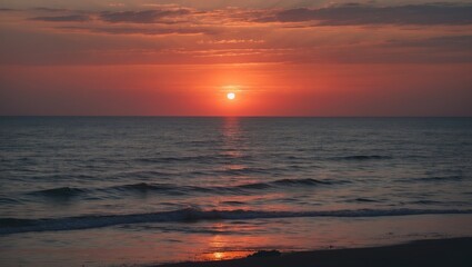 Beautiful silhouette sunset at sea