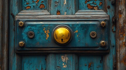 Rustic mechanical doorbell with weathered patina High Resolution Picture
