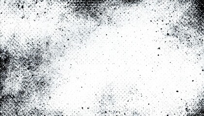 Obraz premium Grunge halftone texture background, black ink splatter, high contrast, vintage screen print style, distressed paper look, retro comic book effect