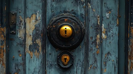 Vintage doorbell surrounded by peeling paint High Resolution Picture