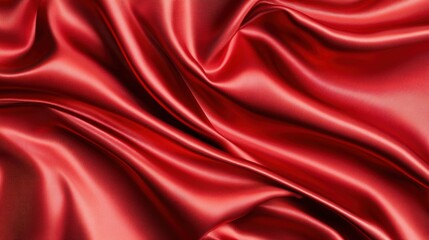 Fototapeta premium Luxurious red silk fabric draping elegantly, revealing its rich texture and subtle sheen, conveying elegance, sophistication, and opulent style ideal for fashion and decor.