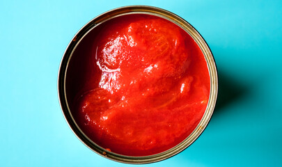 London UK, June 06 2025, Open Tin Of Plum Tomatoes Ready To Cook
