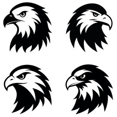 Four Black and White Eagle Head Designs, Logos, and Resources