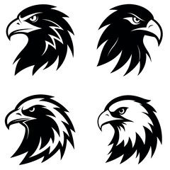 Four Black and White Eagle Head Icons, Representing Different Eagle Face Styles