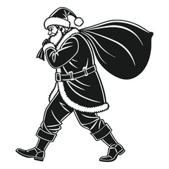 Fototapeta premium santa claus silhouette black and white