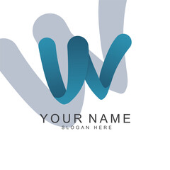 W logo design, with creative monogram design, modern geometric lines and blue gradient. suitable for brand, technology, fashion, startup identity.