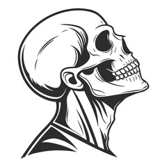 skull silhouette black and white