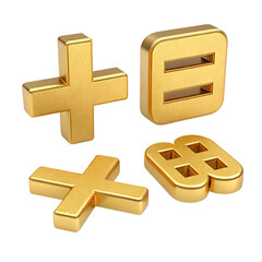 Fototapeta premium Golden Math Symbols: Plus, Minus, Divide, Multiply