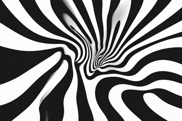 Swirling black and white checkered tunnel creates a mesmerizing optical illusion experience