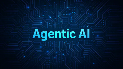 Agentic AI concept on futuristic circuit technology background concept autonomous artificial intelligence and advanced digital systems
