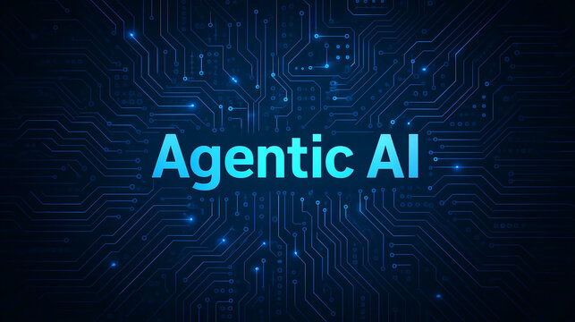 Agentic AI concept on futuristic circuit technology background concept autonomous artificial intelligence and advanced digital systems

