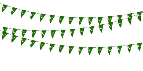Set of Patriotic bunting flags of the Pakistan. Vector illustration.