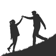 couple holding hands silhouette black and white