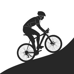 cyclist riding bicycle silhouette black and white