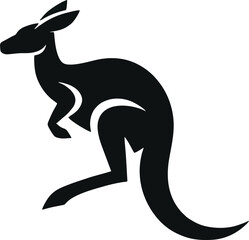 Striking Silhouette of a Kangaroo Australian Wildlife Animal Design Graphic
