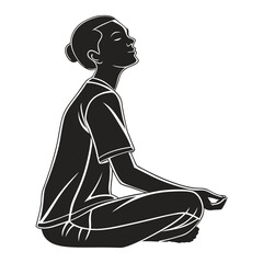 person meditating yoga pose silhouette black and white