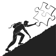 Fototapeta premium puzzle piece silhouette black and white