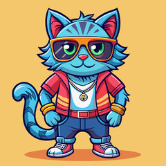 Cool Cat SVG – Funny Hipster Cat Wearing Glasses and Cloth, Punny Animal Vector for Crafts and T-Shirts