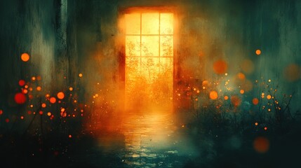 Glowing Window, Abandoned Room, Mystical Fog, Fantasy Setting, Game Background