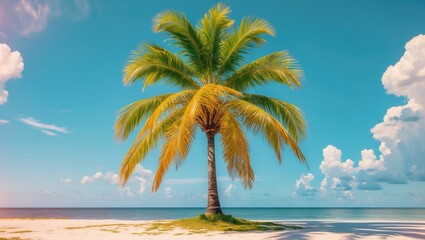 Fototapeta premium Tropical Tree Isolated On White Background With Clipping Path, Featuring Empty Space for Text