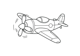 Illustration of outline aircraft In Flat Style 