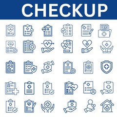 Set of Checkup related line icons.  