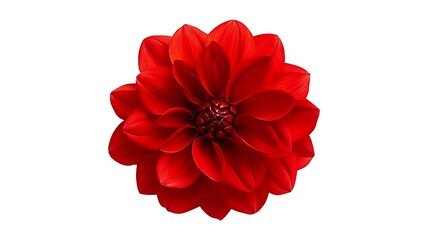 Striking Red Dahlia Blossom Isolated on White Background, Perfect for Floral Designs