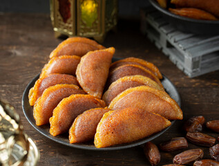 Date qatayef, traditional Arabic Middle Eastern Ramadan dessert.