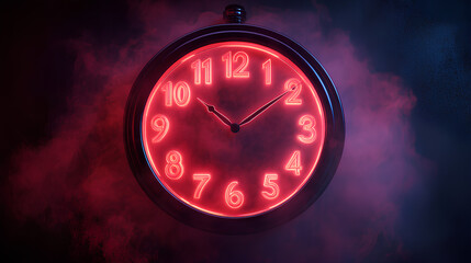 wall clock with neon color