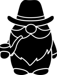 Father's Day gnome holding a pipe  black silhouette design.
Cute Father's Day gnome cartoon isolated.
Transparent background. SVG file.