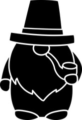 Father's Day gnome holding a pipe  black silhouette design.
Cute Father's Day gnome cartoon isolated.
Transparent background. SVG file.