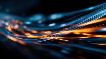 Dynamic energy waves create a vibrant interplay of blue and orange tones flowing through a cosmic expanse in stunning detail