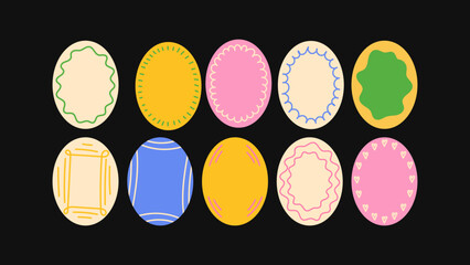 Collection of vector abstract backdrops with colorful flowing lines, doodle-style frames, and fun bold elements in a retro naive aesthetic — perfect for social media and prints.