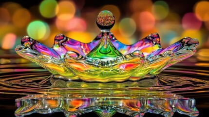 Fototapeta premium Vibrant rainbow splash crown in water