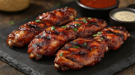 Grilled BBQ chicken wings