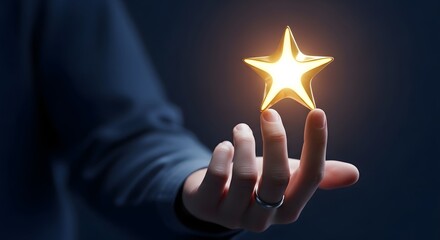 Glowing Star in Hand Symbol of Success, Achievement, and Hope