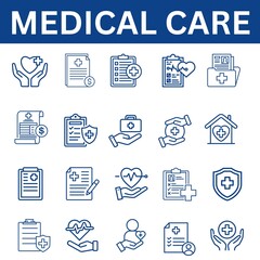 Set of Medical care related line icons. 